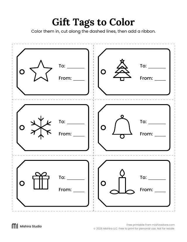 Large gift tags page