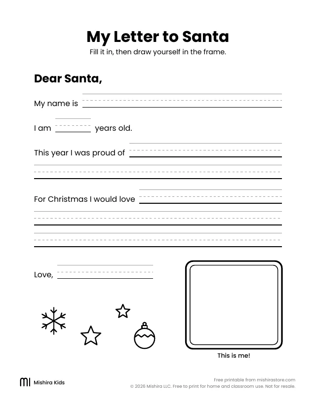 Letter to Santa page